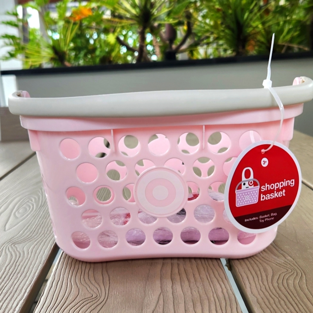 Pink Target Bullseye Toy Shopping Basket NWT